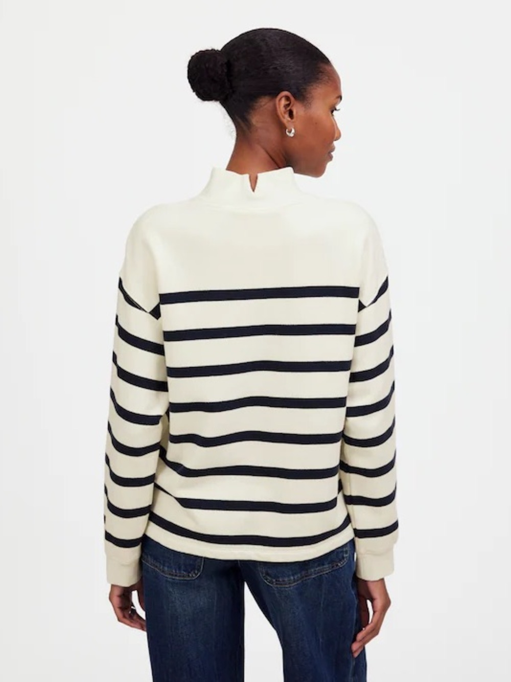 Madewell Striped Mock Neck Sweater - Nautical Boxy